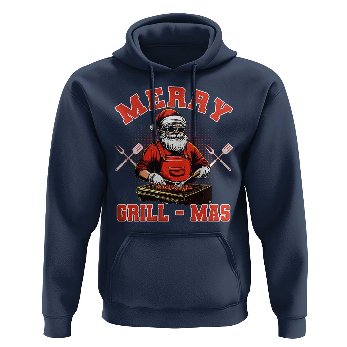 Funny Christmas Grilling Santa Hoodie Merry Grill-Mas BBQ
