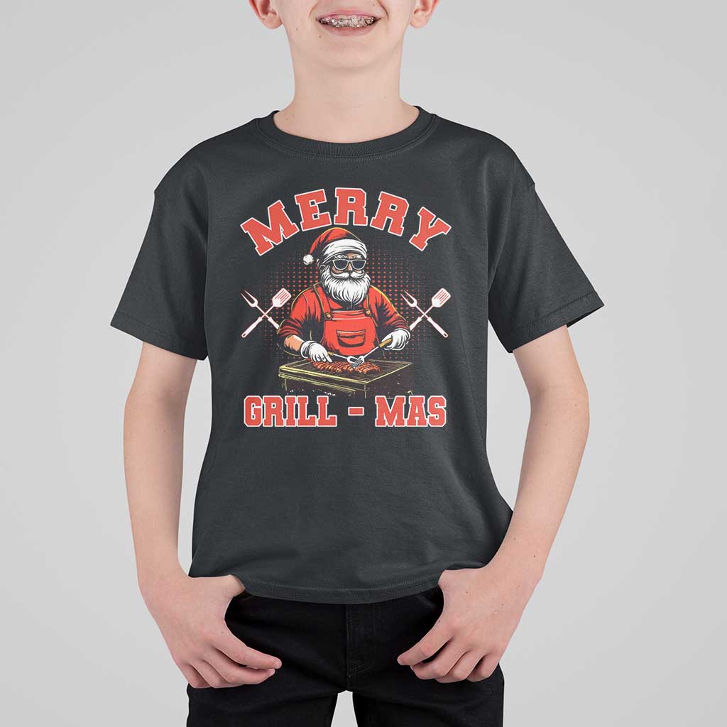 Funny Christmas Grilling Santa T Shirt For Kid Merry Grill-Mas BBQ - Wonder Print Shop