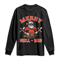 Funny Christmas Grilling Santa Long Sleeve Shirt Merry Grill-Mas BBQ