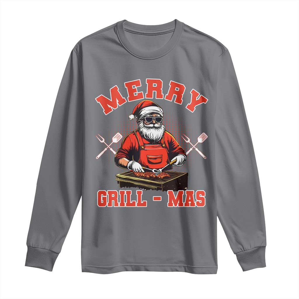 Funny Christmas Grilling Santa Long Sleeve Shirt Merry Grill-Mas BBQ