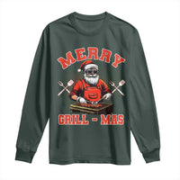 Funny Christmas Grilling Santa Long Sleeve Shirt Merry Grill-Mas BBQ