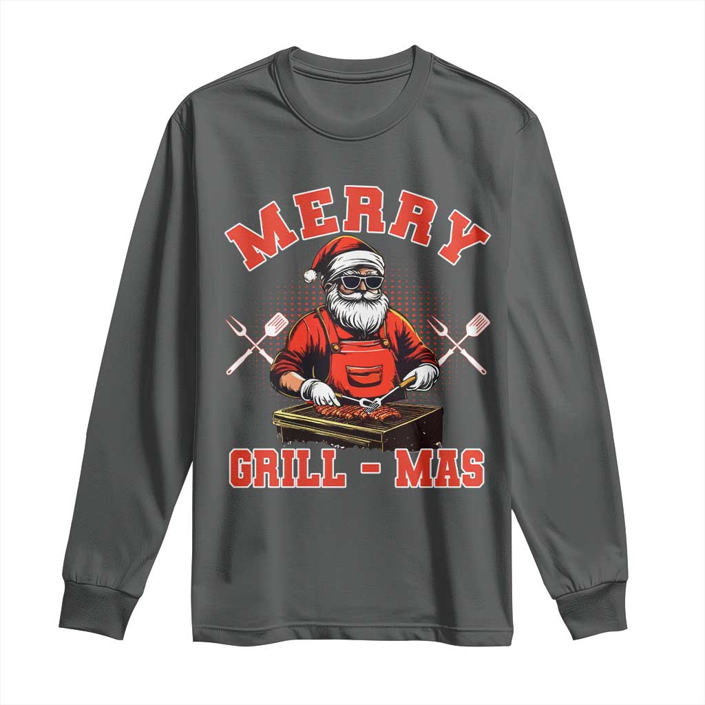 Funny Christmas Grilling Santa Long Sleeve Shirt Merry Grill-Mas BBQ