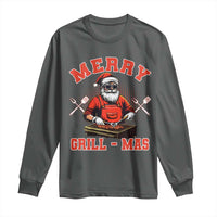 Funny Christmas Grilling Santa Long Sleeve Shirt Merry Grill-Mas BBQ