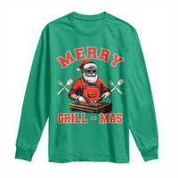 Funny Christmas Grilling Santa Long Sleeve Shirt Merry Grill-Mas BBQ