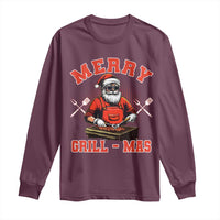 Funny Christmas Grilling Santa Long Sleeve Shirt Merry Grill-Mas BBQ