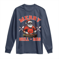 Funny Christmas Grilling Santa Long Sleeve Shirt Merry Grill-Mas BBQ