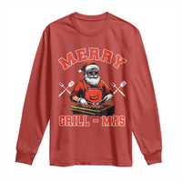 Funny Christmas Grilling Santa Long Sleeve Shirt Merry Grill-Mas BBQ