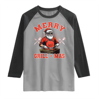 Funny Christmas Grilling Santa Raglan Shirt Merry Grill-Mas BBQ - Wonder Print Shop