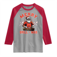 Funny Christmas Grilling Santa Raglan Shirt Merry Grill-Mas BBQ - Wonder Print Shop
