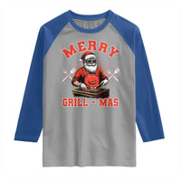 Funny Christmas Grilling Santa Raglan Shirt Merry Grill-Mas BBQ - Wonder Print Shop