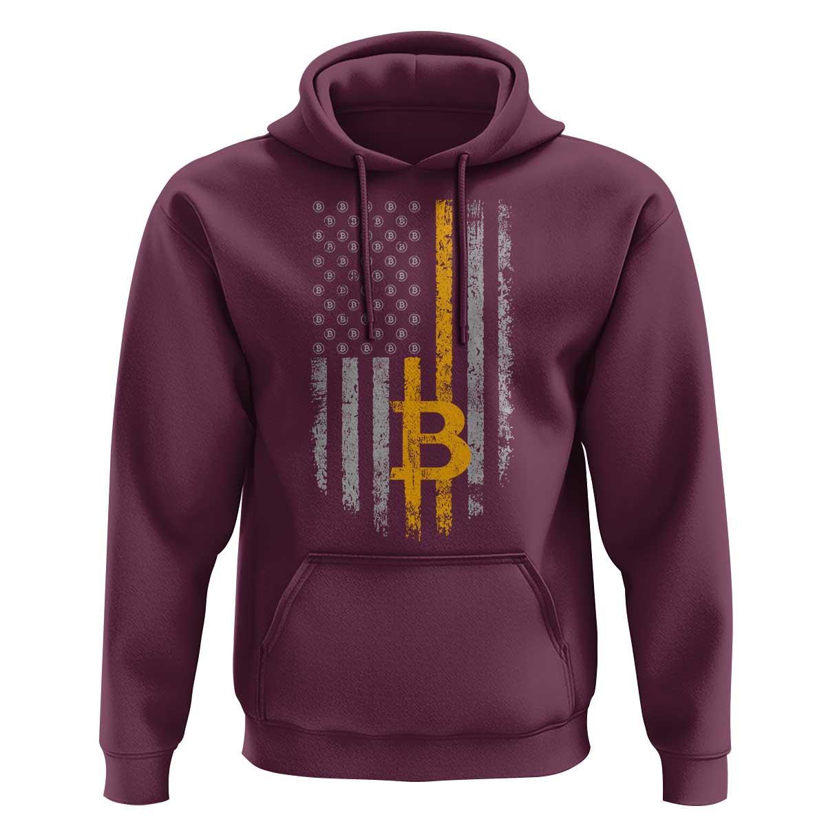 Funny Bitcoin BTC Crypto Cryptocurrency Trader American Flag Hoodie