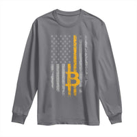 Funny Bitcoin BTC Crypto Cryptocurrency Trader American Flag Long Sleeve Shirt