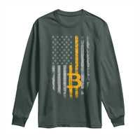 Funny Bitcoin BTC Crypto Cryptocurrency Trader American Flag Long Sleeve Shirt