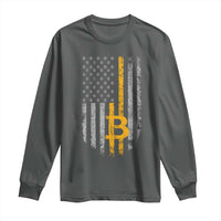 Funny Bitcoin BTC Crypto Cryptocurrency Trader American Flag Long Sleeve Shirt