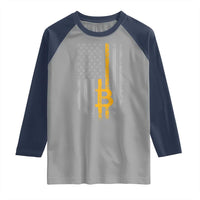 Funny Bitcoin BTC Crypto Cryptocurrency Trader American Flag Raglan Shirt