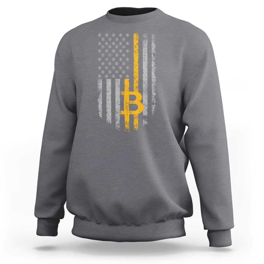 Funny Bitcoin BTC Crypto Cryptocurrency Trader American Flag Sweatshirt - Wonder Print Shop