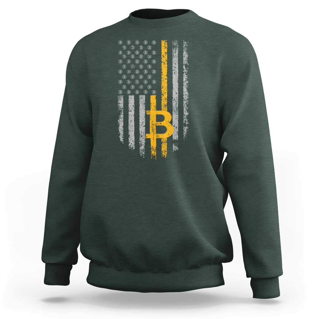 Funny Bitcoin BTC Crypto Cryptocurrency Trader American Flag Sweatshirt - Wonder Print Shop