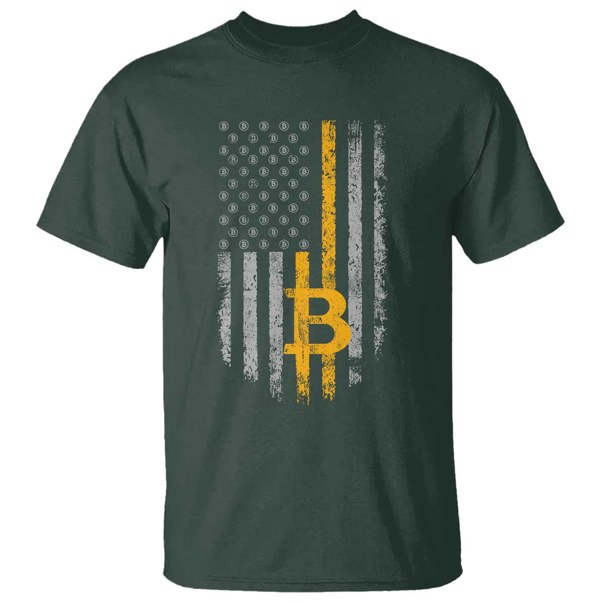 Funny Bitcoin BTC Crypto Cryptocurrency Trader American Flag T Shirt - Wonder Print Shop