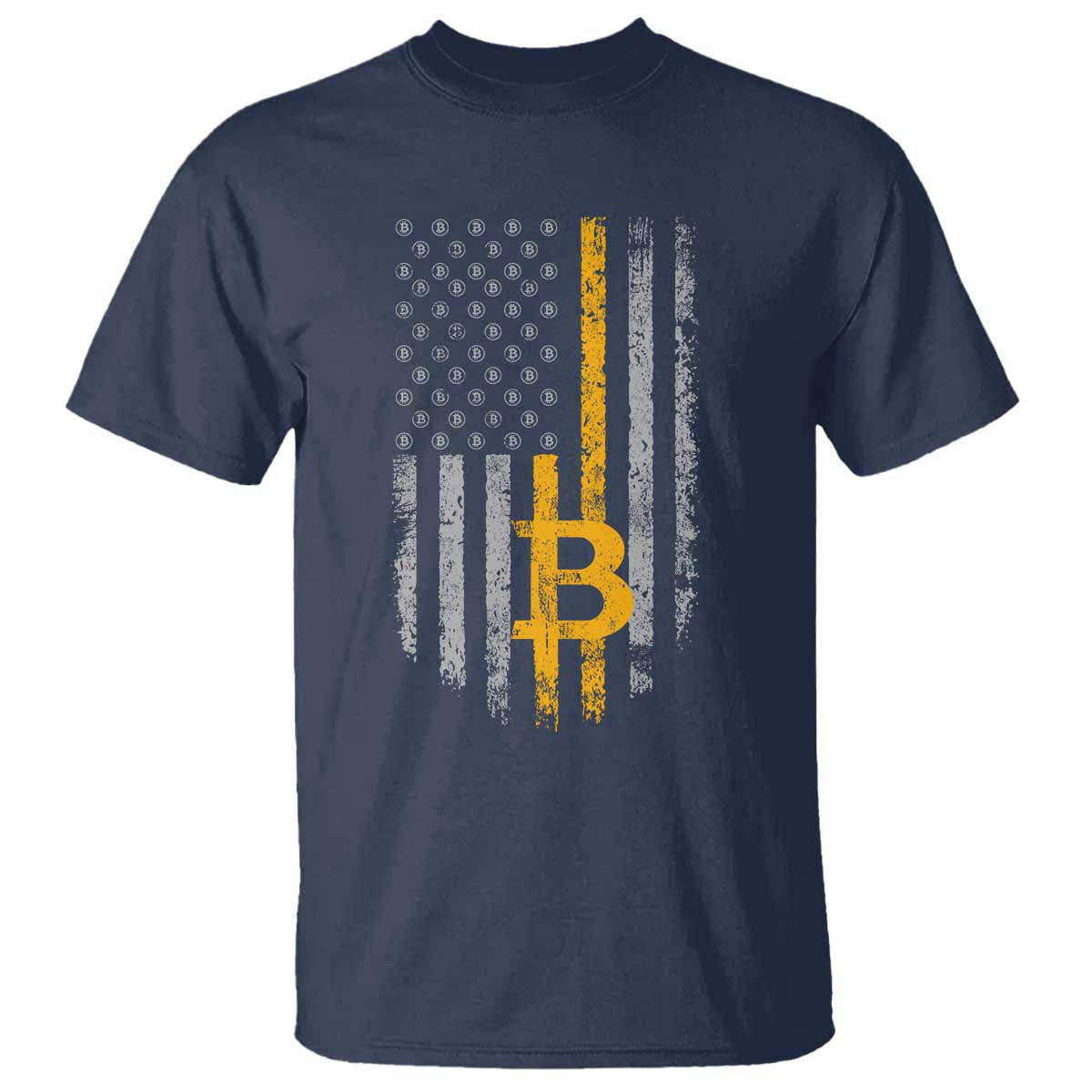 Funny Bitcoin BTC Crypto Cryptocurrency Trader American Flag T Shirt - Wonder Print Shop