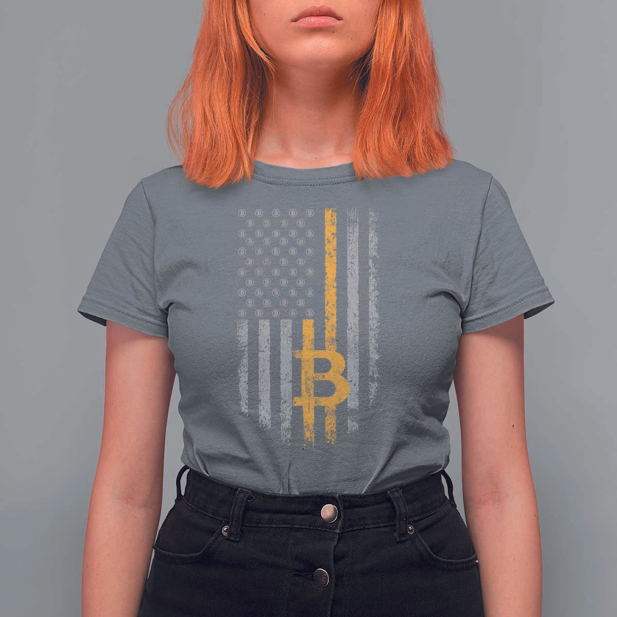 Funny Bitcoin BTC Crypto Cryptocurrency Trader American Flag T Shirt For Women - Wonder Print Shop
