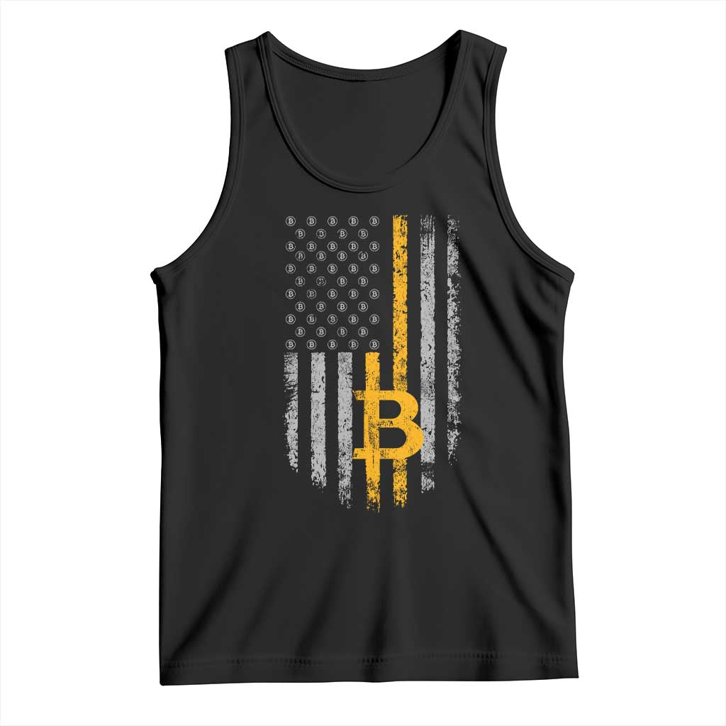 Funny Bitcoin BTC Crypto Cryptocurrency Trader American Flag Tank Top