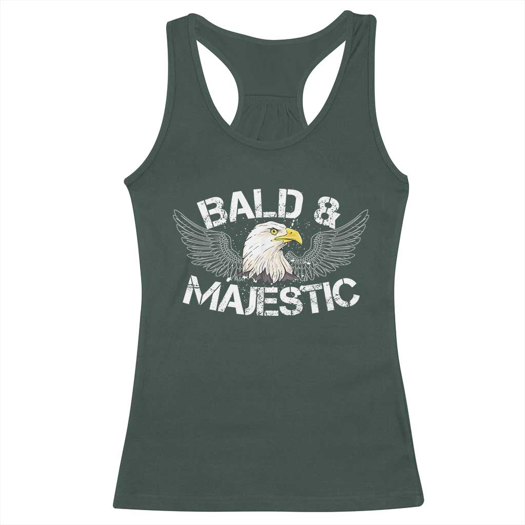Funny Eagle Bald And Majestic Racerback Tank Top Eagle Grandpa Dad Joke