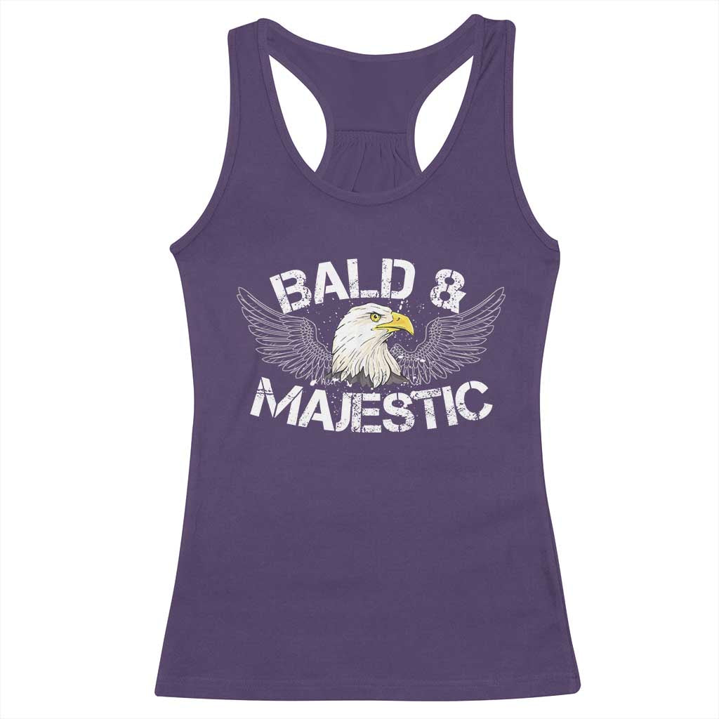 Funny Eagle Bald And Majestic Racerback Tank Top Eagle Grandpa Dad Joke