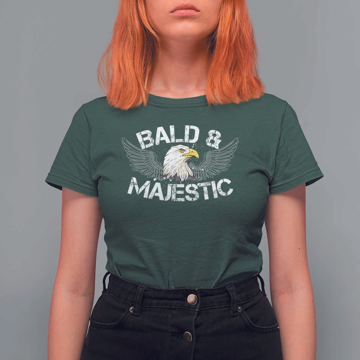 Funny Eagle Bald And Majestic T Shirt For Women Eagle Grandpa Dad Joke - Wonder Print Shop