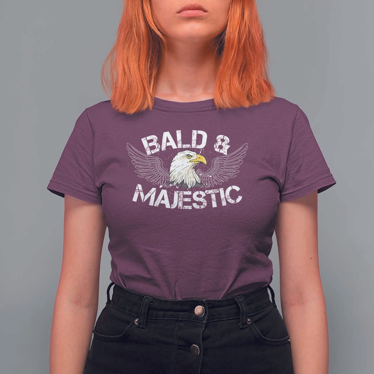 Funny Eagle Bald And Majestic T Shirt For Women Eagle Grandpa Dad Joke - Wonder Print Shop
