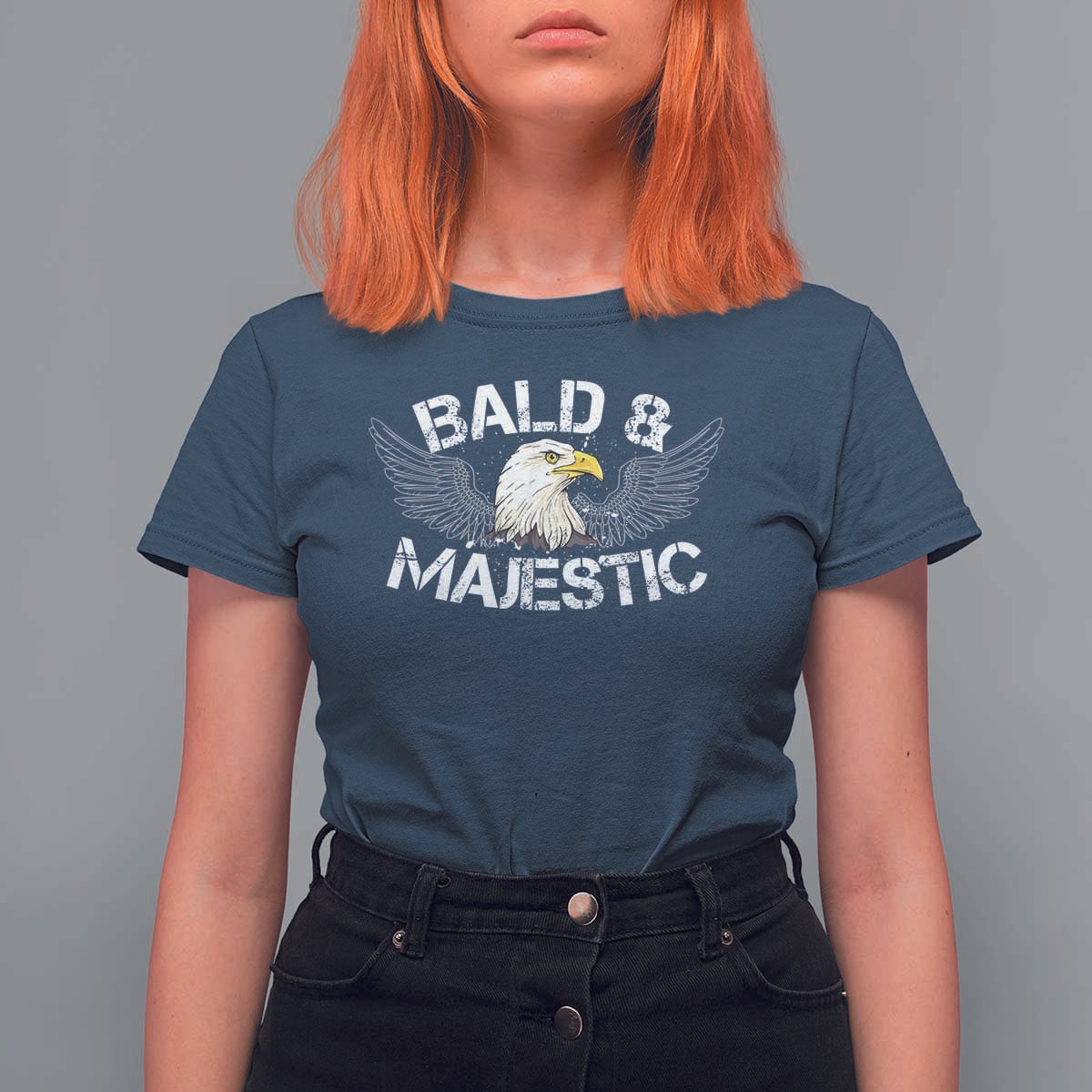 Funny Eagle Bald And Majestic T Shirt For Women Eagle Grandpa Dad Joke - Wonder Print Shop