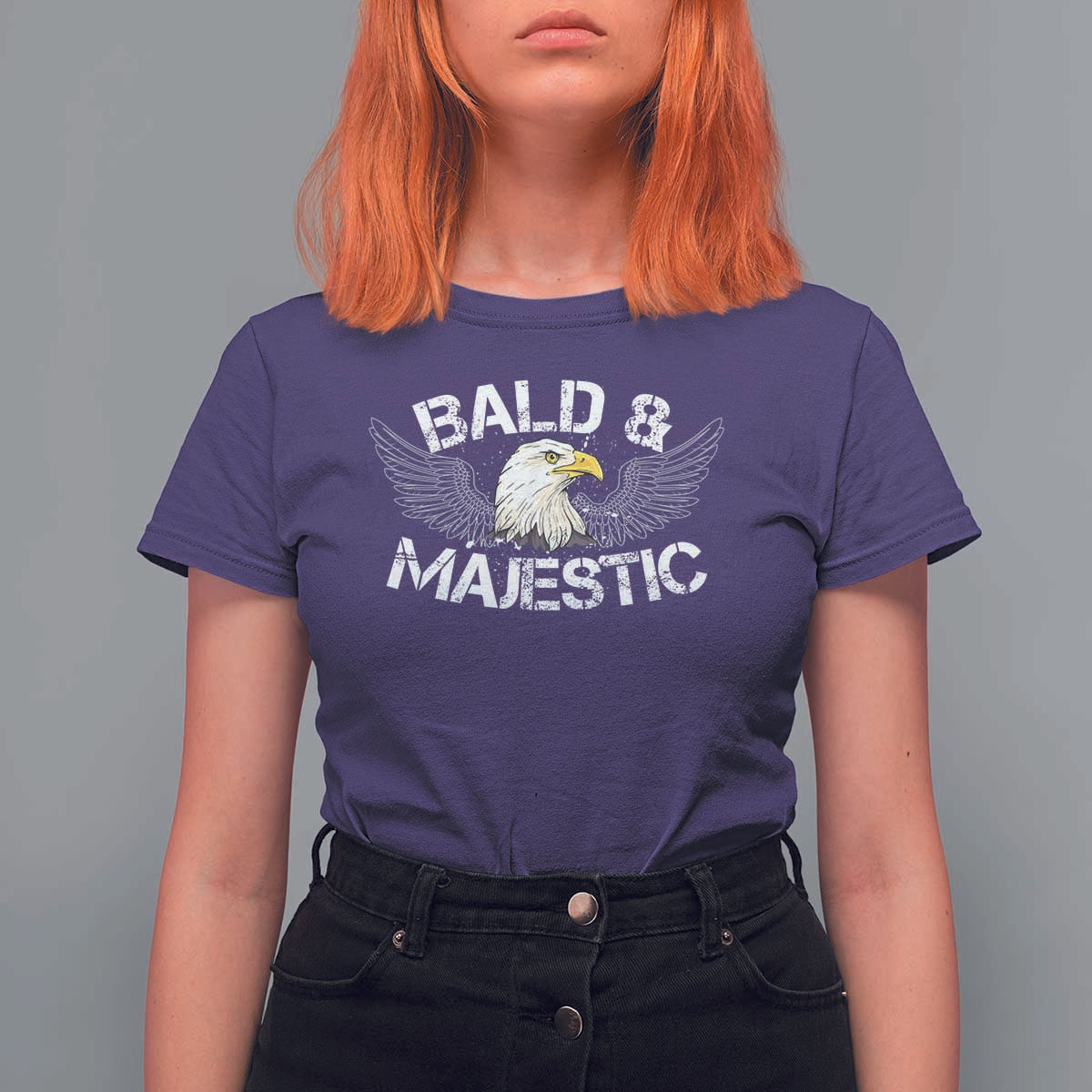 Funny Eagle Bald And Majestic T Shirt For Women Eagle Grandpa Dad Joke - Wonder Print Shop