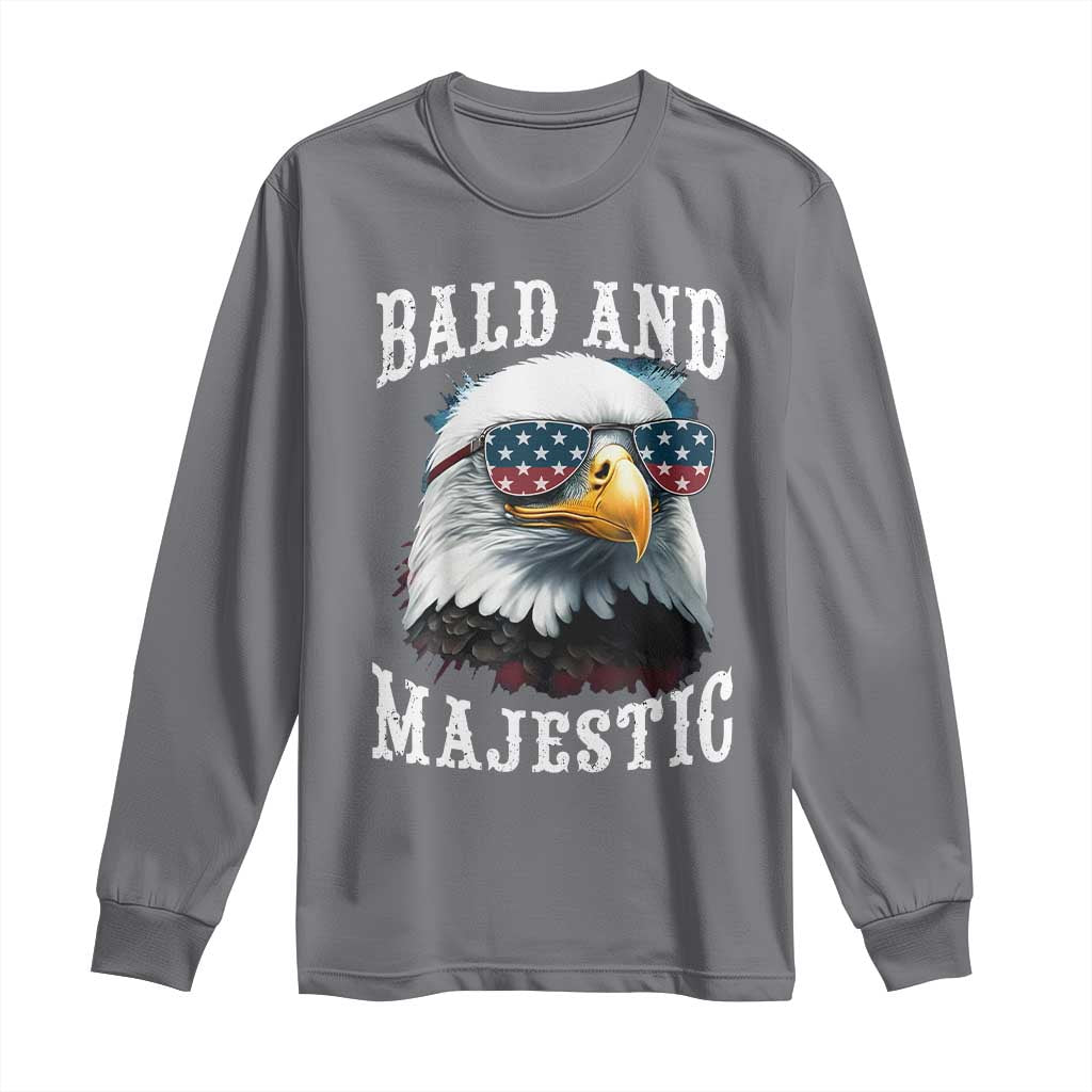 Funny Eagle Bald And Majestic Long Sleeve Shirt American Flag Sunglasses Eagle