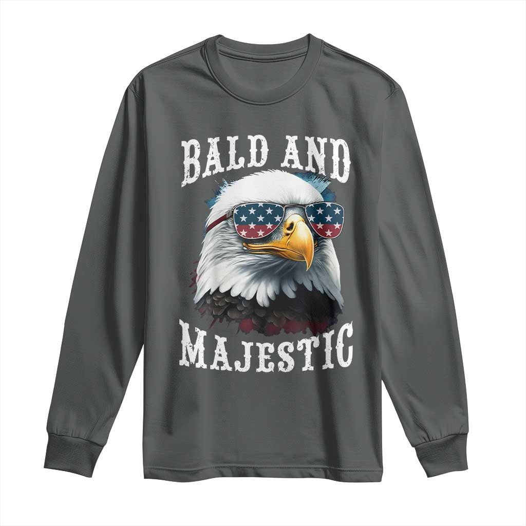 Funny Eagle Bald And Majestic Long Sleeve Shirt American Flag Sunglasses Eagle