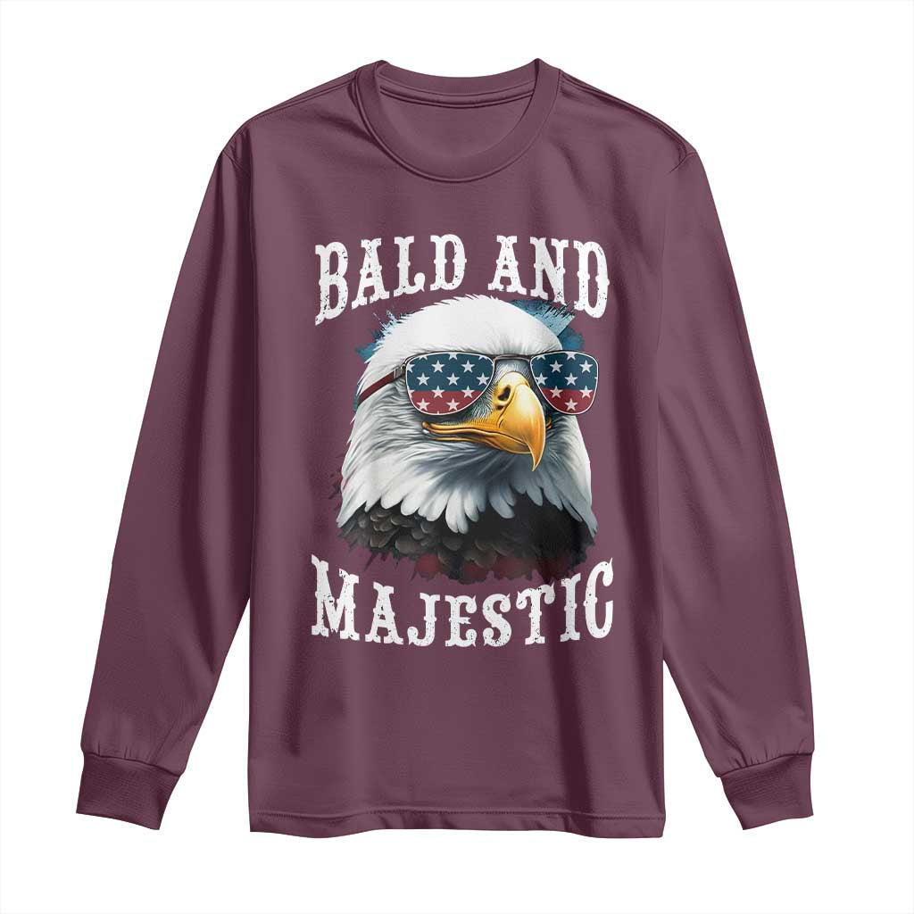 Funny Eagle Bald And Majestic Long Sleeve Shirt American Flag Sunglasses Eagle