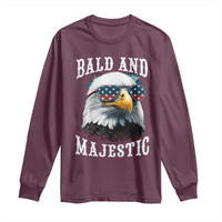 Funny Eagle Bald And Majestic Long Sleeve Shirt American Flag Sunglasses Eagle