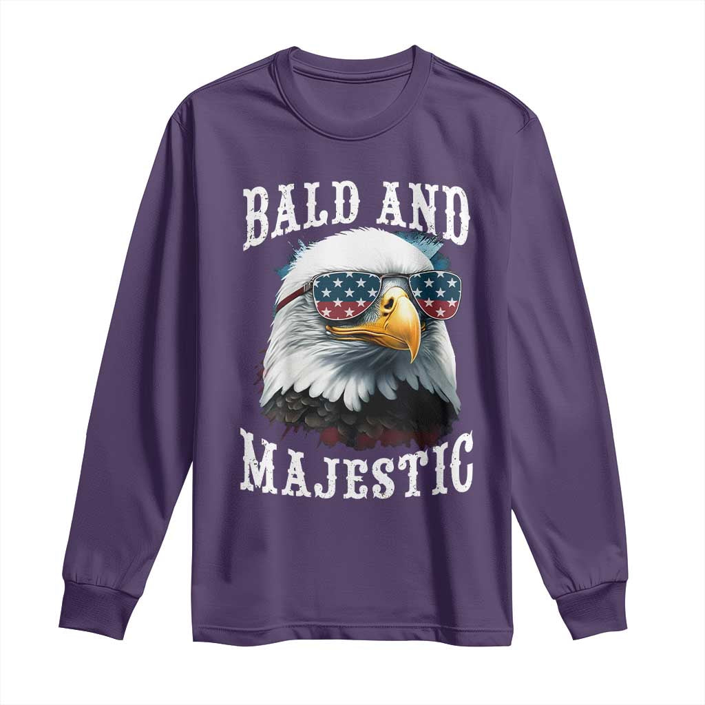 Funny Eagle Bald And Majestic Long Sleeve Shirt American Flag Sunglasses Eagle