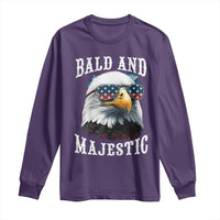 Funny Eagle Bald And Majestic Long Sleeve Shirt American Flag Sunglasses Eagle