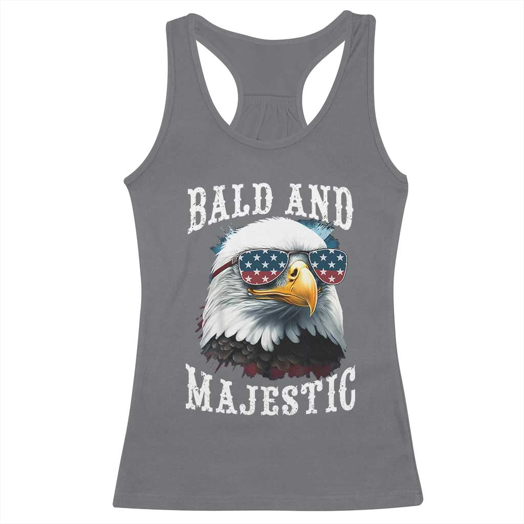 Funny Eagle Bald And Majestic Racerback Tank Top American Flag Sunglasses Eagle