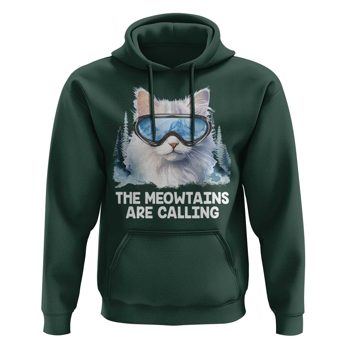 Funny Skiing Snowboarding Cat Hoodie The Meowtains Are Calling Ski Goggles