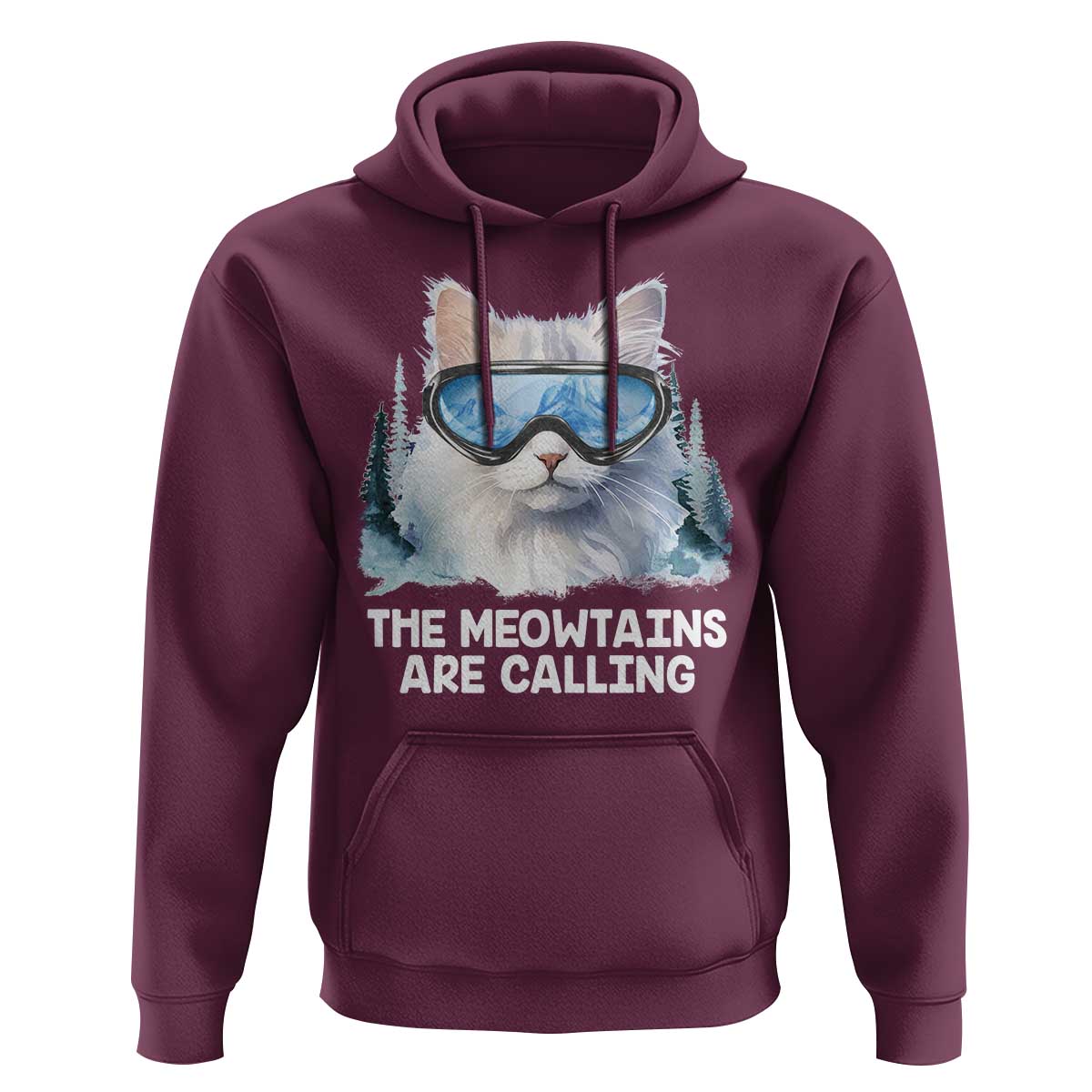 Funny Skiing Snowboarding Cat Hoodie The Meowtains Are Calling Ski Goggles