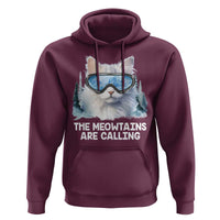 Funny Skiing Snowboarding Cat Hoodie The Meowtains Are Calling Ski Goggles