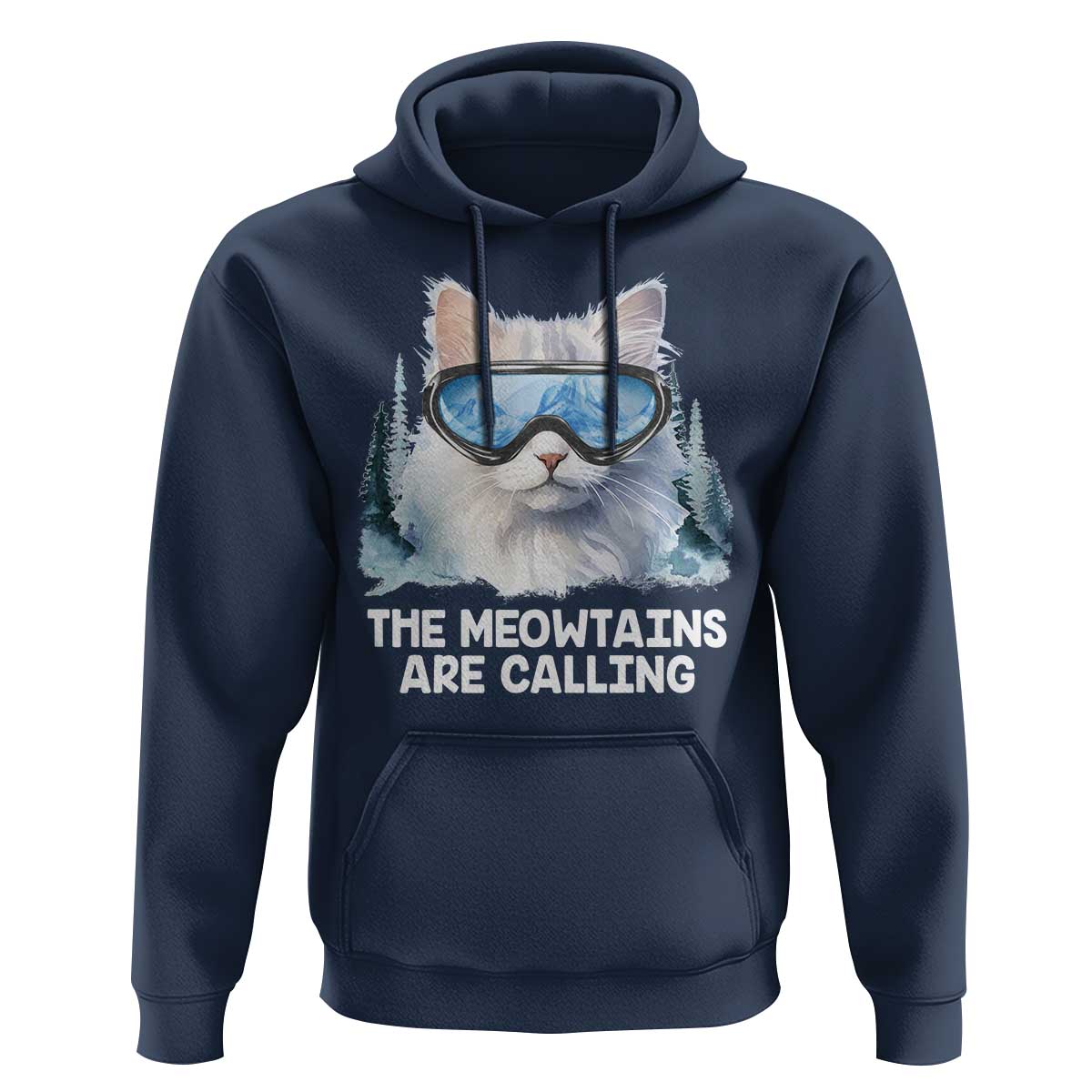 Funny Skiing Snowboarding Cat Hoodie The Meowtains Are Calling Ski Goggles