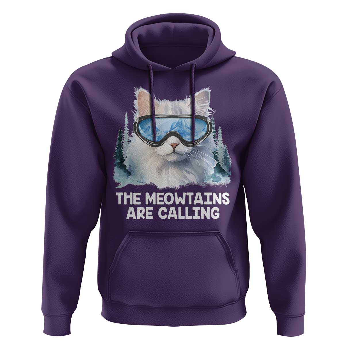 Funny Skiing Snowboarding Cat Hoodie The Meowtains Are Calling Ski Goggles