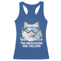 Funny Skiing Snowboarding Cat Racerback Tank Top The Meowtains Are Calling Ski Goggles