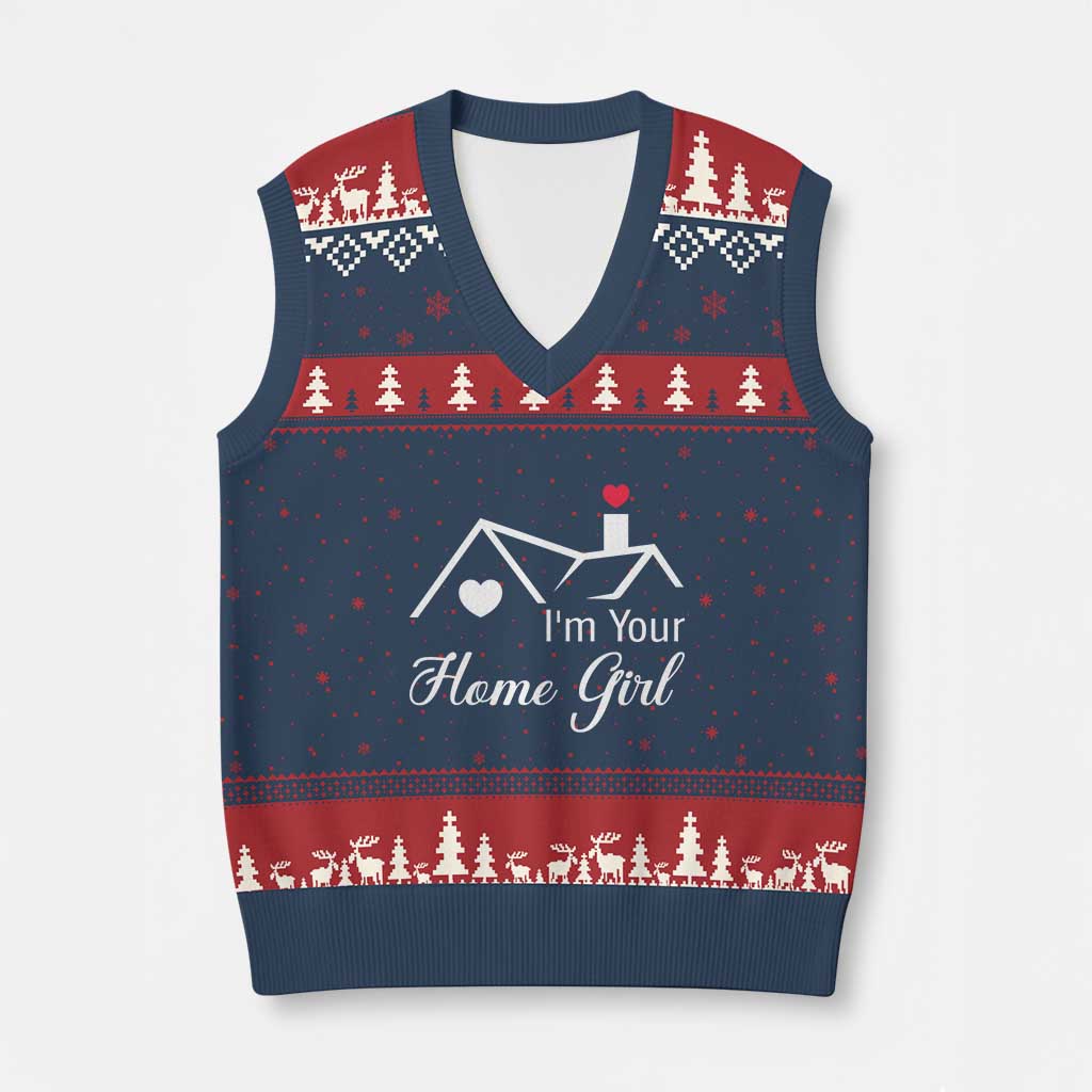 Funny Realtor V-Neck Knit Sweater Vest I Am Your Home Girl Real Estate Agent - Wonder Print Shop