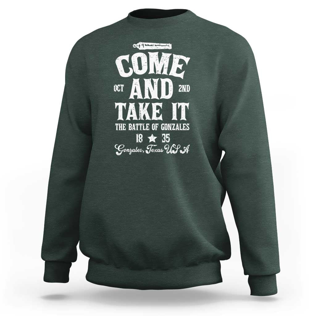 History Of Texas Sweatshirt Come And Take It The Battle Of Gonzales