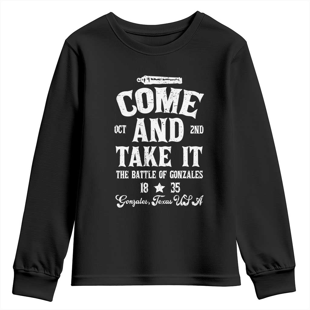 History Of Texas Youth Sweatshirt Come And Take It The Battle Of Gonzales