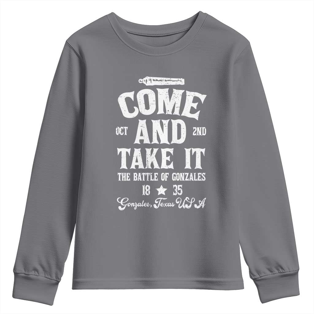 History Of Texas Youth Sweatshirt Come And Take It The Battle Of Gonzales
