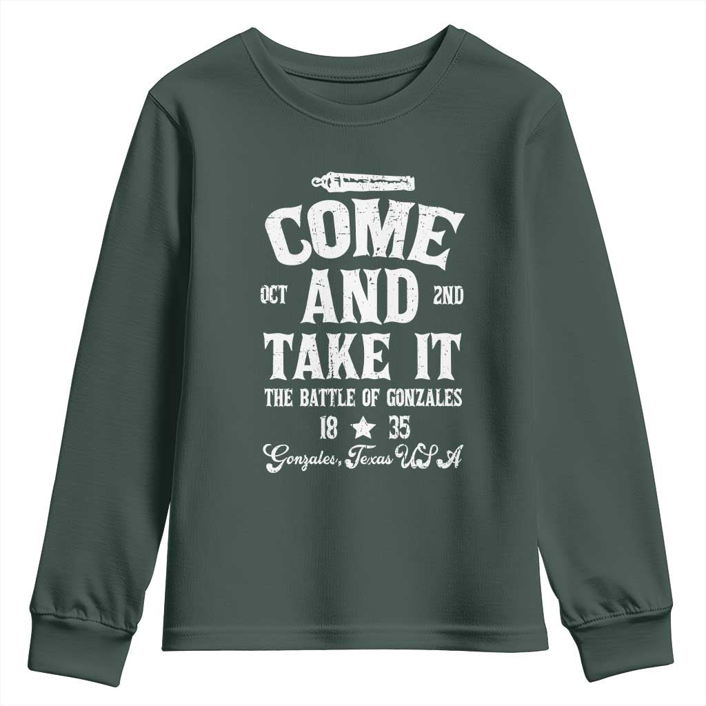 History Of Texas Youth Sweatshirt Come And Take It The Battle Of Gonzales
