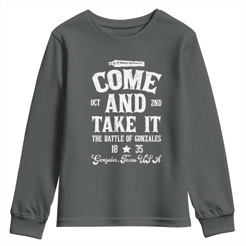 History Of Texas Youth Sweatshirt Come And Take It The Battle Of Gonzales